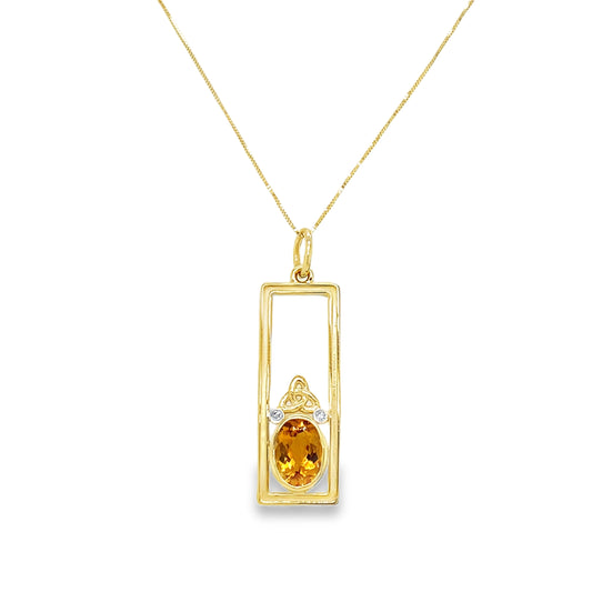 Citrine & Diamond Necklace with Celtic Inspired Knot