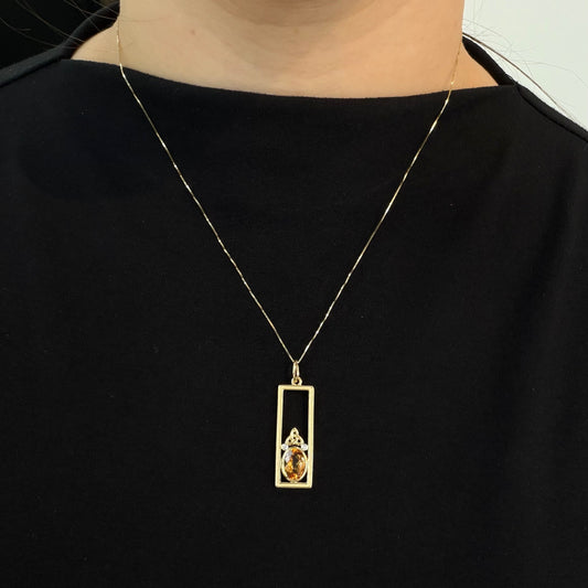Citrine & Diamond Necklace with Celtic Inspired Knot