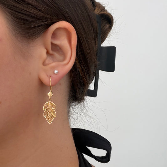 Leaf Filigree Drop Earrings