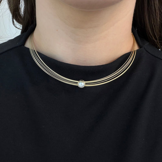 Multi Strand Pearl Collar Necklace