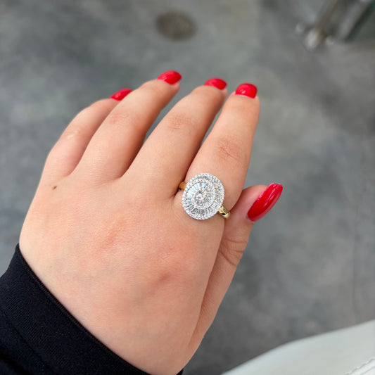 Diamond Spiral Cluster Ring
