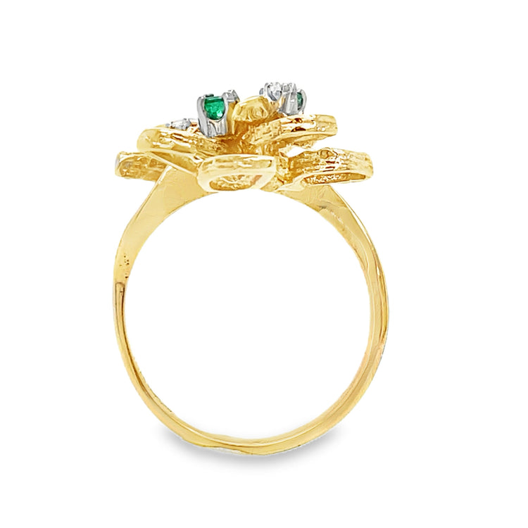 Emerald & Diamond Floral Inspired Ring