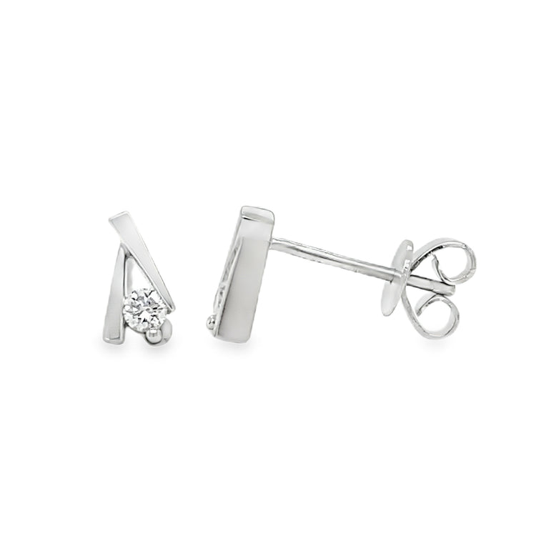 Platinum Geometric "V" Shaped Diamond Studs
