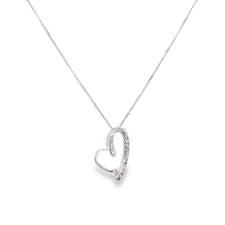 Tilted Open-Heart Diamond Necklace