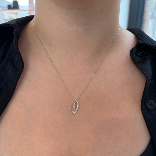 Tilted Open-Heart Diamond Necklace