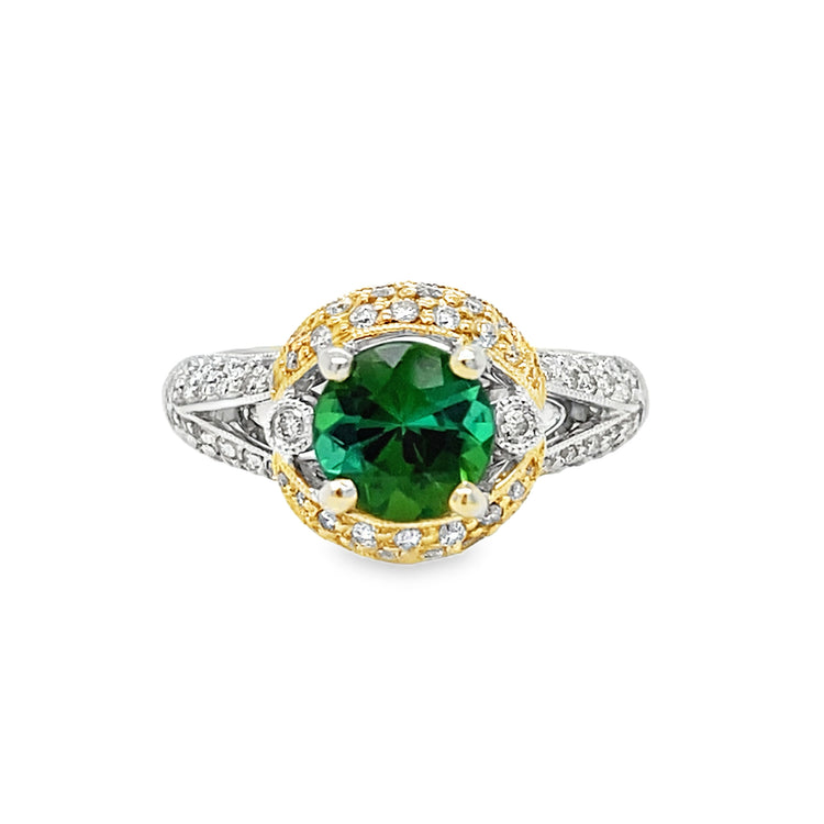 Two Tone Tourmaline & Diamond Ring