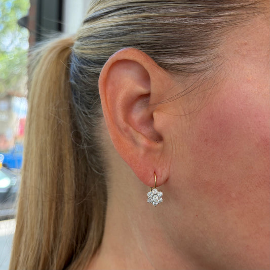 Diamond Flower Cluster Earrings