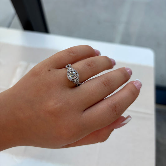 1.38TCW Diamond Halo Ring