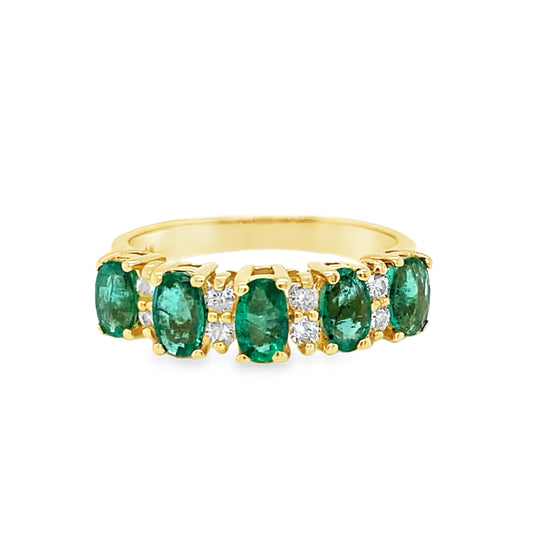 Emerald & Diamond Pyramid Ring