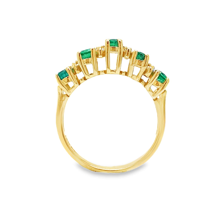 Emerald & Diamond Pyramid Ring