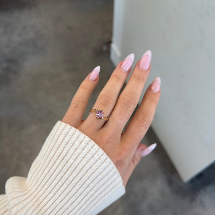 Pink Topaz Twist Solitaire Ring