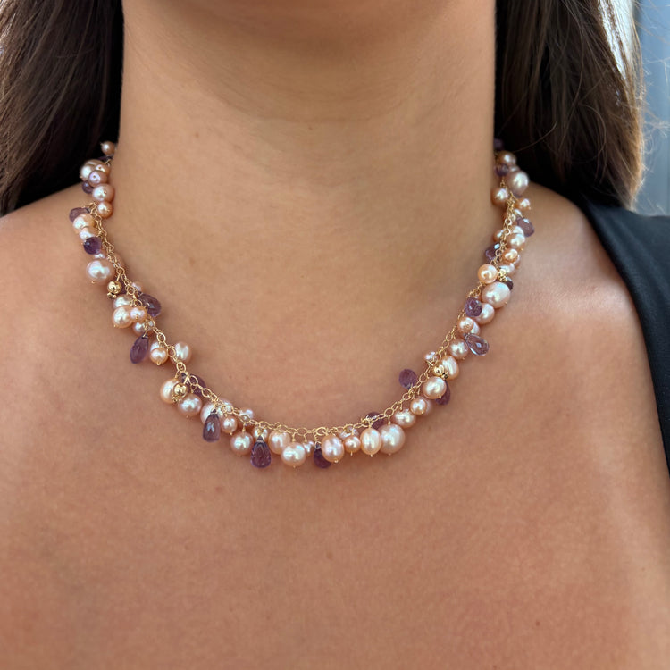 Freshwater Cultured Pearl & Amethyst Necklace