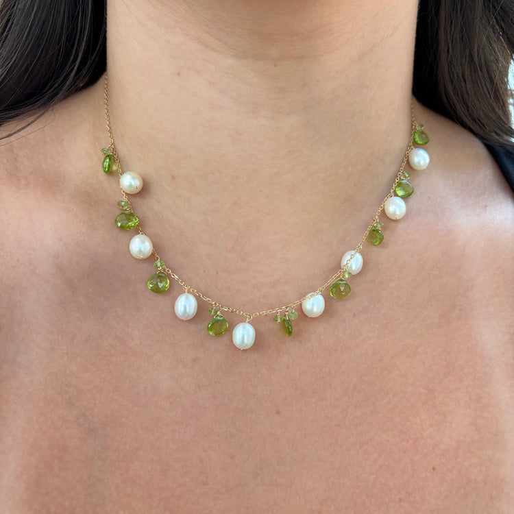 Freshwater Cultured Pearl & Peridot Necklace
