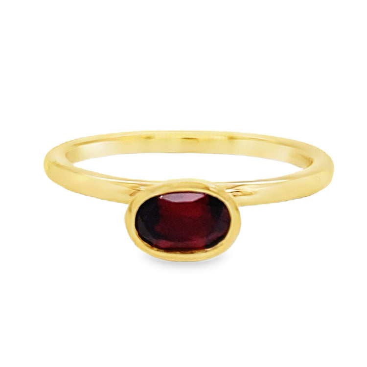 Bezel Set Garnet Solitaire Ring