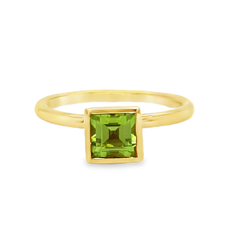 Bezel Set Peridot Solitaire Ring