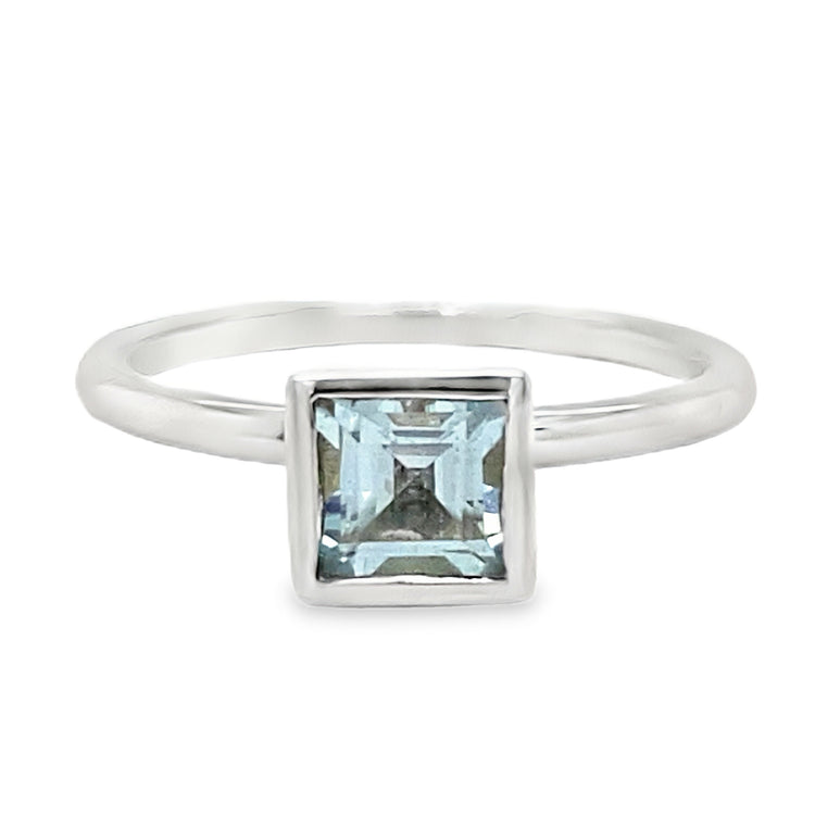Bezel Set Aquamarine Solitaire Ring