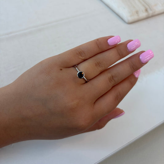 Bezel Set Garnet Solitaire Ring