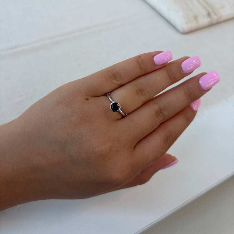 Bezel Set Garnet Solitaire Ring