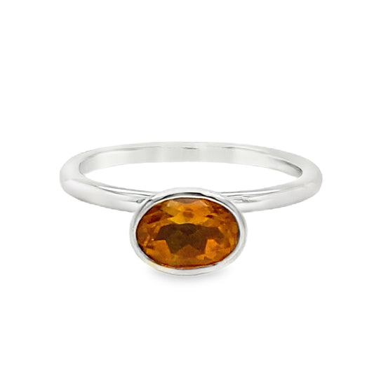 Bezel Set Citrine Solitaire Ring