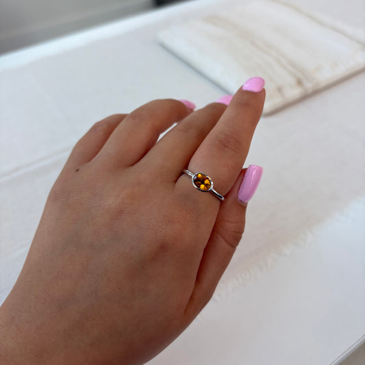 Bezel Set Citrine Solitaire Ring