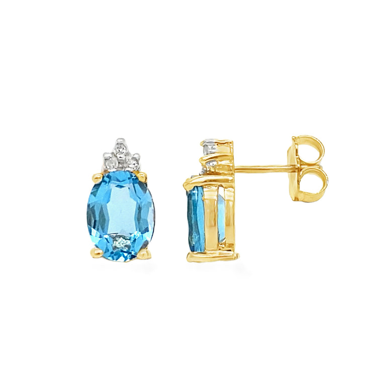 Blue Topaz & Diamond Studs