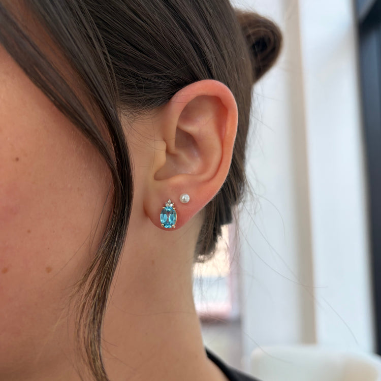 Blue Topaz & Diamond Studs