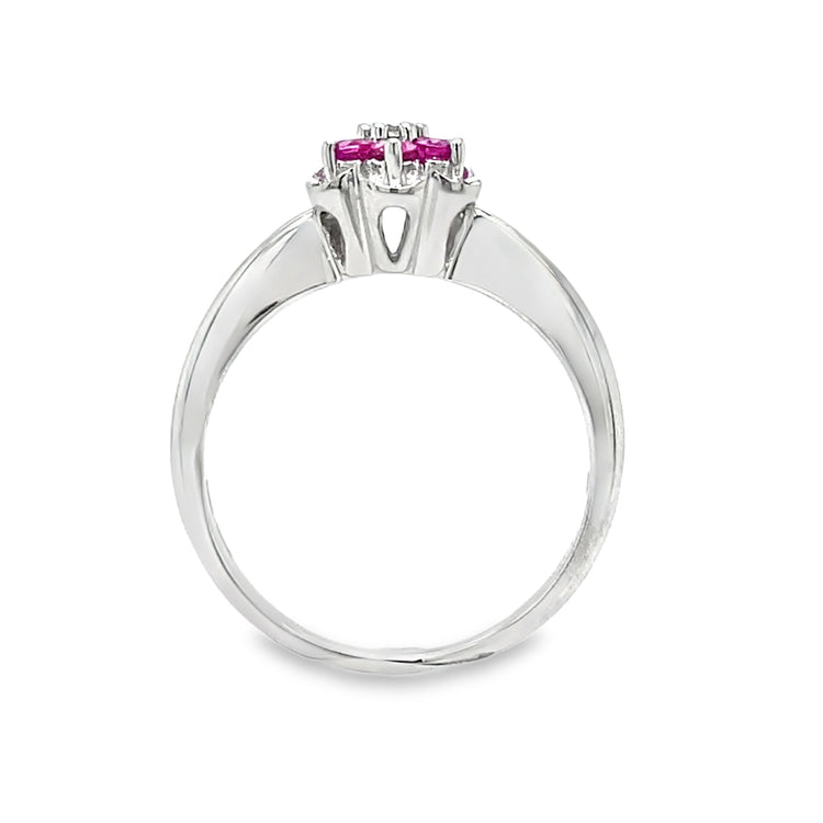 Diamond & Pink Topaz Floral Ring