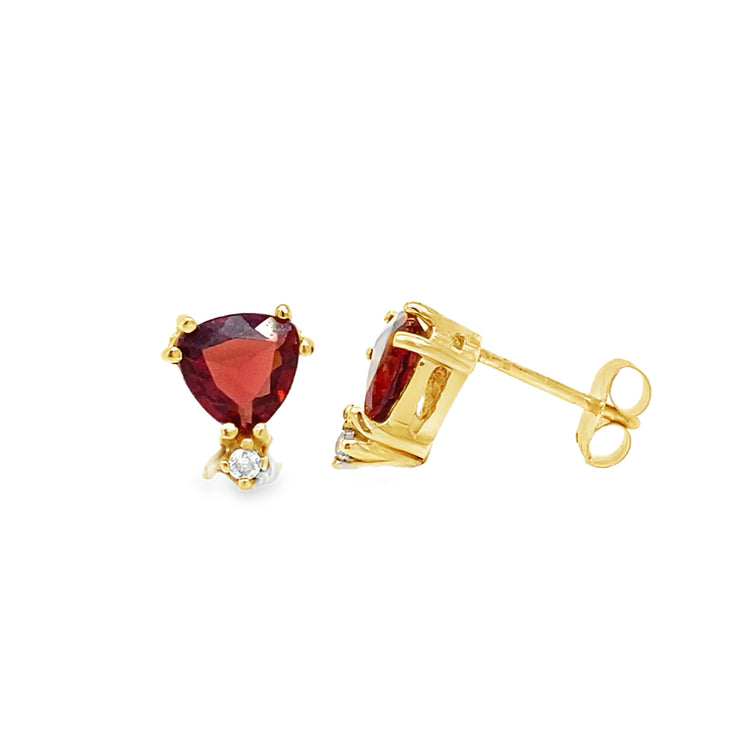 Garnet & Diamond Studs