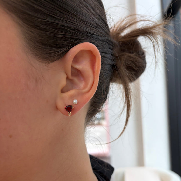 Garnet & Diamond Studs