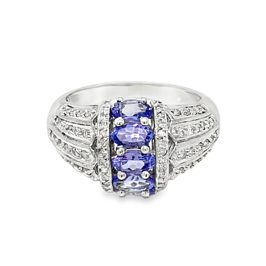 Tanzanite & Diamond Dome Ring