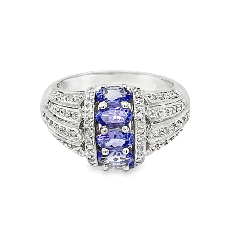 Tanzanite & Diamond Dome Ring