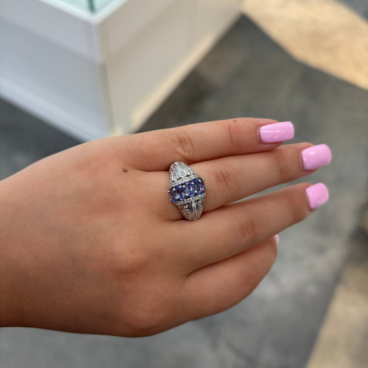 Tanzanite & Diamond Dome Ring