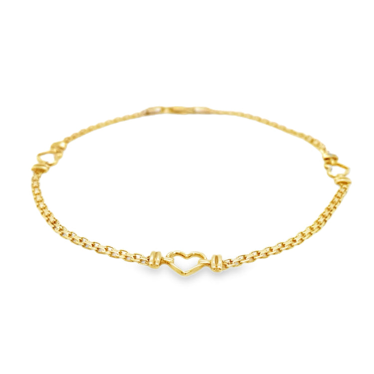 9.5 Inch Heart Mesh Link Anklet