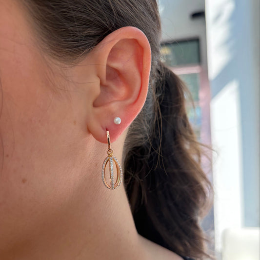 Cage Style Diamond Drop Earrings