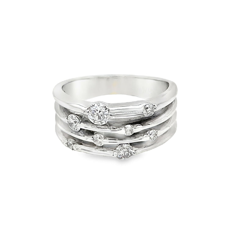 Diamond Layered Orbit Ring