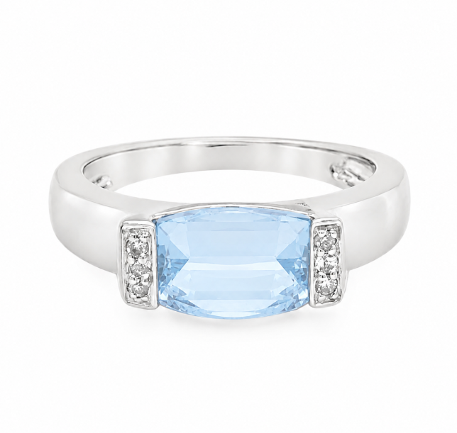 Elongated Topaz & Diamond Ring