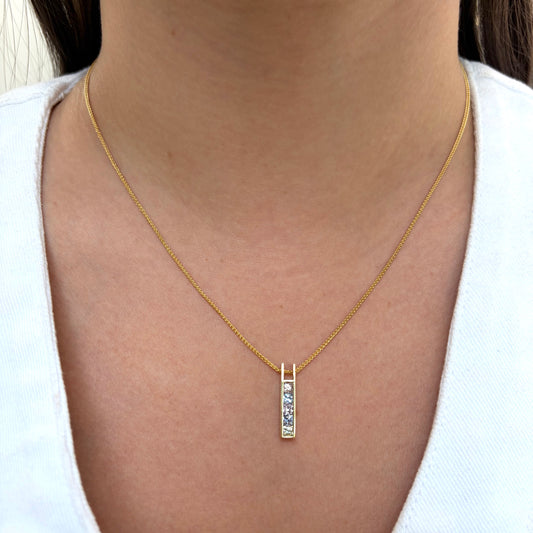 Channel Set Multi Color Sapphire Bar Necklace