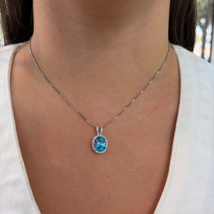 Topaz & .15TCW Diamond Necklace
