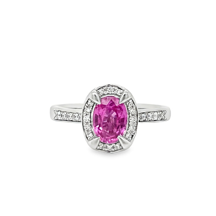 Pink Sapphire & Diamond Ring