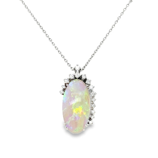 .35TCW Diamond & Opal Necklace