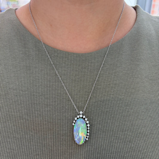 .35TCW Diamond & Opal Necklace