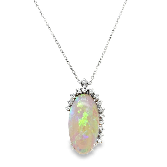 .35TCW Diamond & Opal Necklace