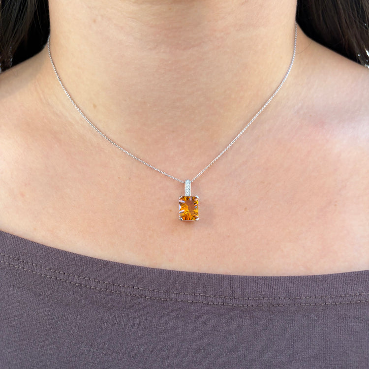 16 Inch Citrine & Diamond Necklace