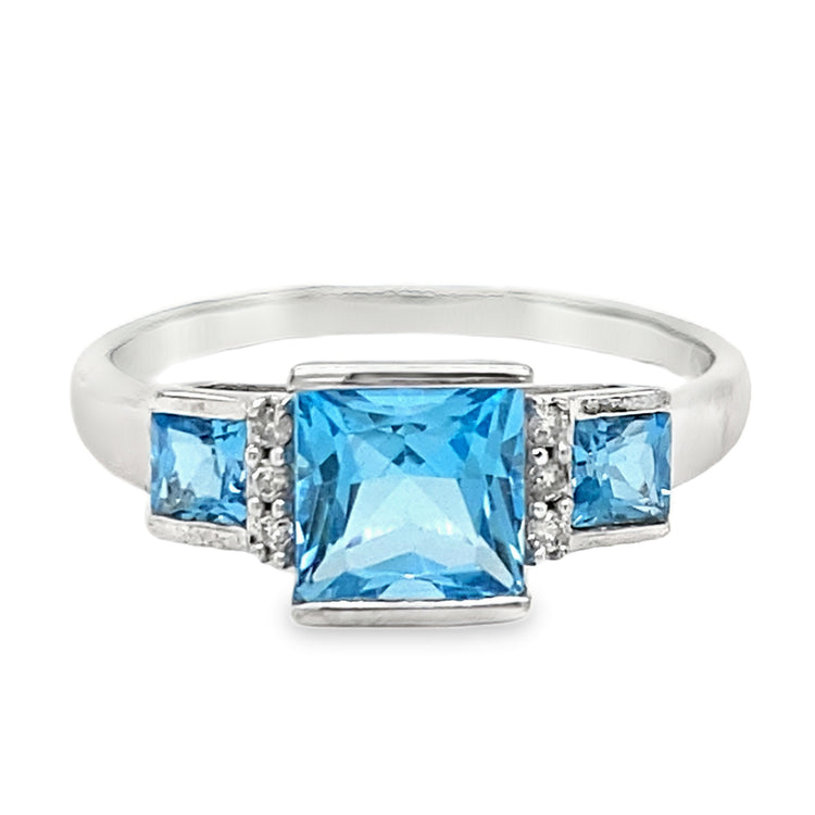 Blue Topaz & Diamond Ring