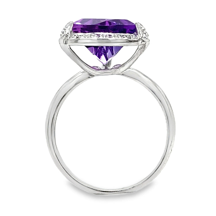 Trillion Cut Amethyst & Diamond Ring