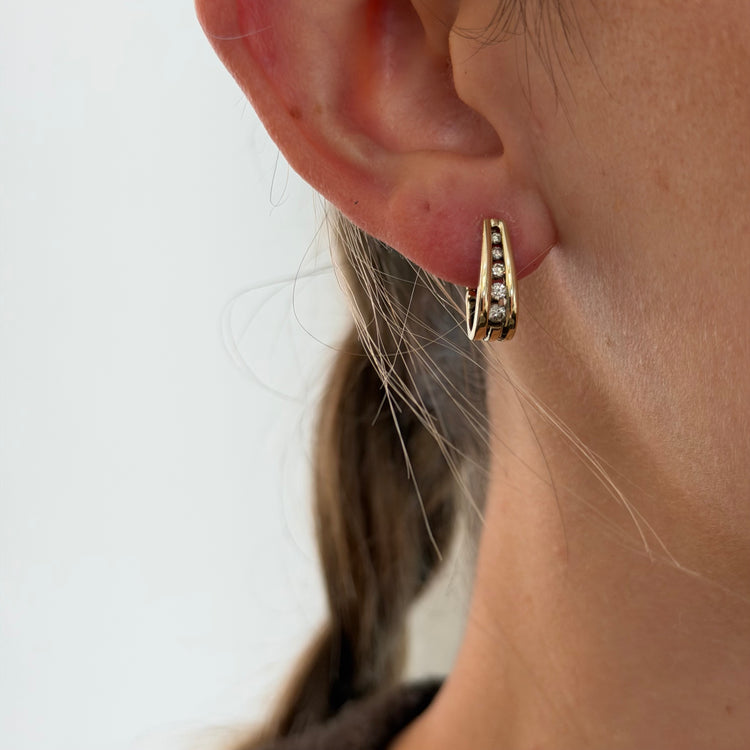 .25TCW Channel Set Diamond Hoops