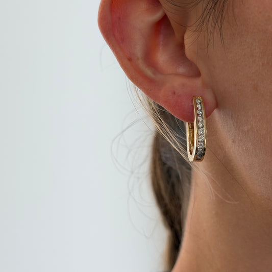 1.00TCW Channel Set Diamond Hoops