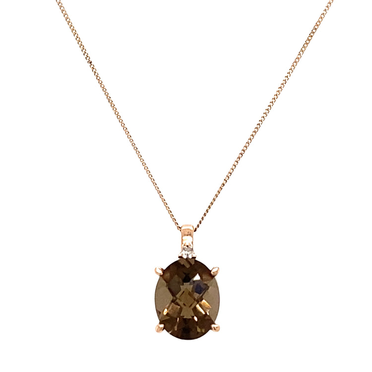 Smokey Quartz & Diamond Necklace