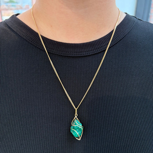 Natural Uncut Emerald Pendant