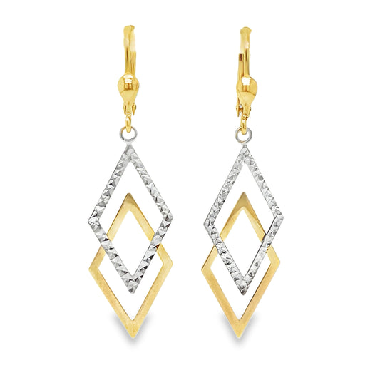 Two Tone Geometric Drop Earrings